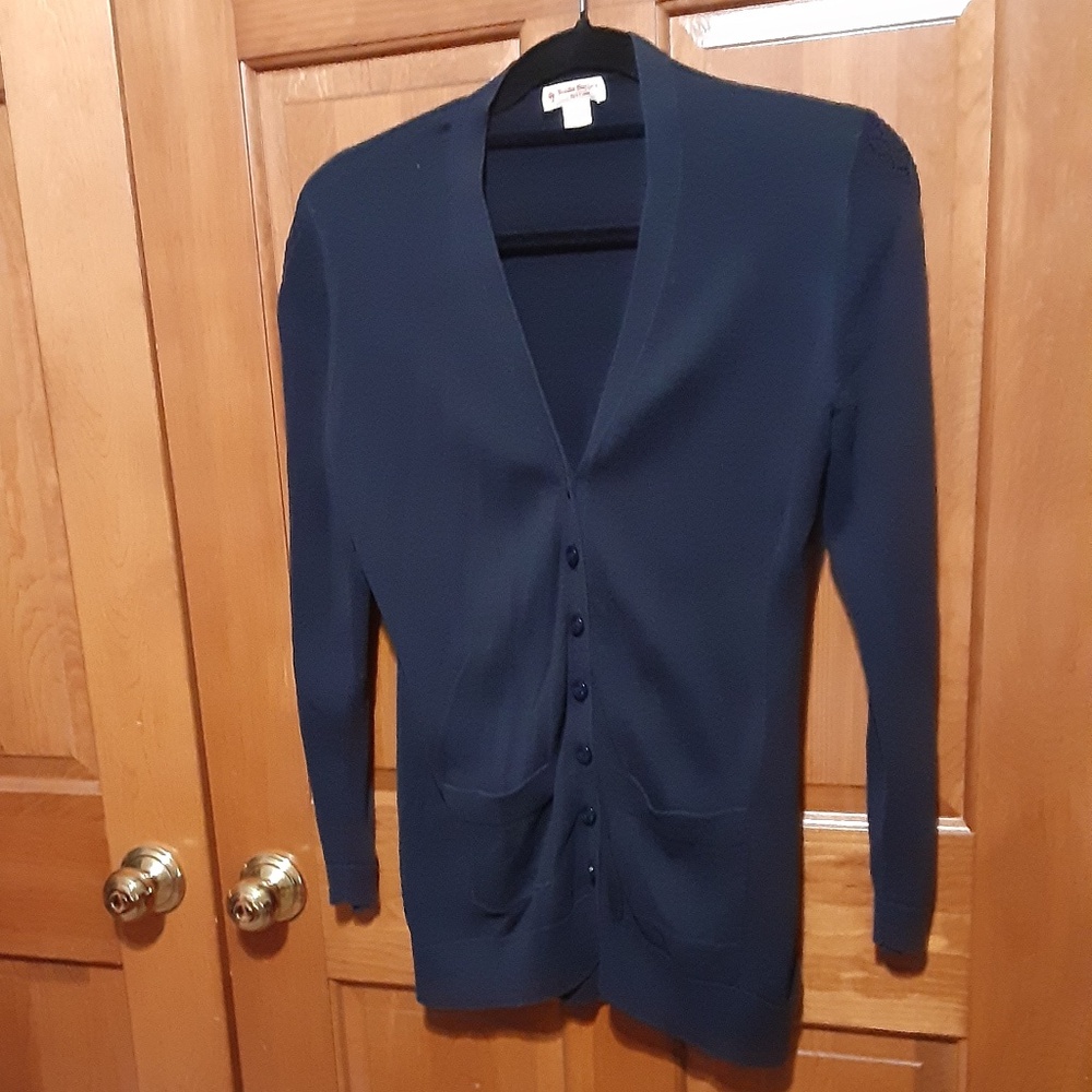 Brooks Brother's Red Fleece Navy Cardigan Sweater